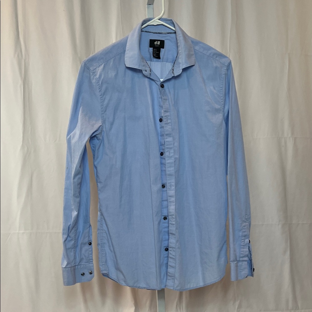 H&M Men's Sky Blue Casual Shirt